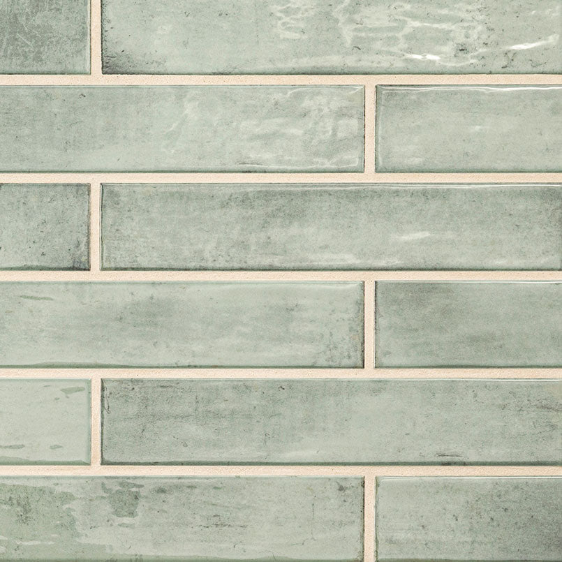 Stella Emerald ceramic tile, glossy finish, 2 by 10 inch view