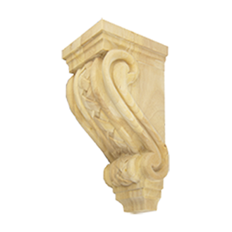 Basket Weave Wood Corbel in unfinished solid wood, 4-1/2 inch x 5 inch x 10 inch