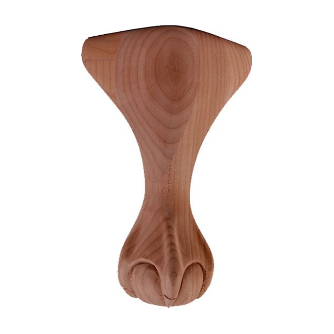 Classic Ball and Claw Wood Leg in unfinished solid wood, 4 inch x 4 inch x 8 inch