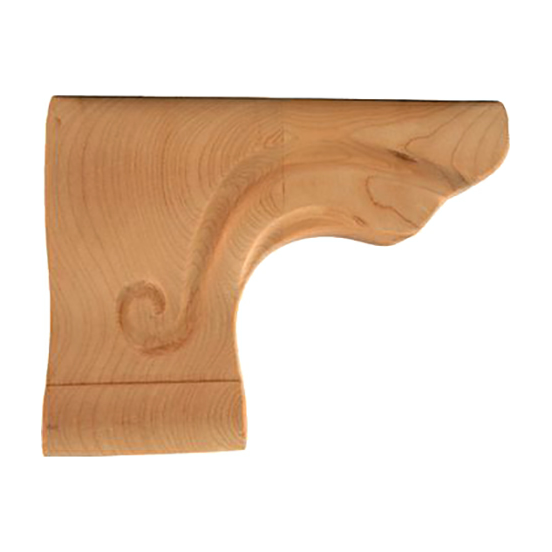 Swirl Scroll Wood Pedestal Foot in unfinished solid wood, 6 inch x 4 inch Left