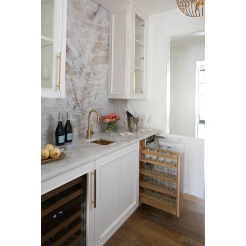 Rev-A-Shelf 5" Wood Base Cabinet Pullout Organizer with Soft-Close, natural maple