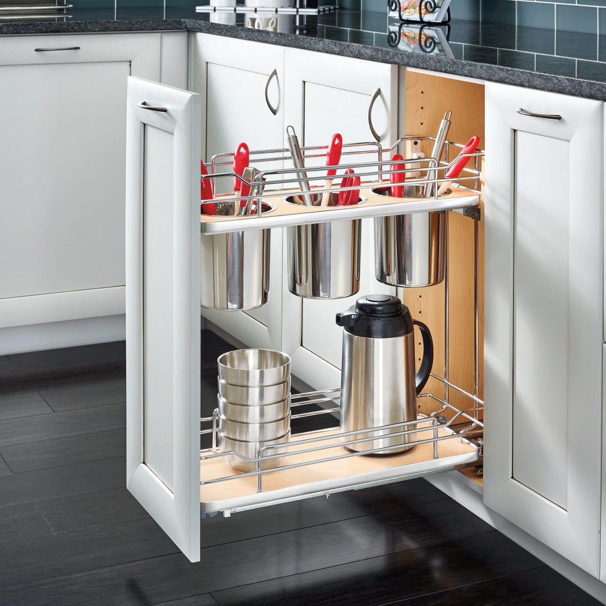 Rev-A-Shelf Contemporary Base Cabinet Pullout with Utensil Bins
