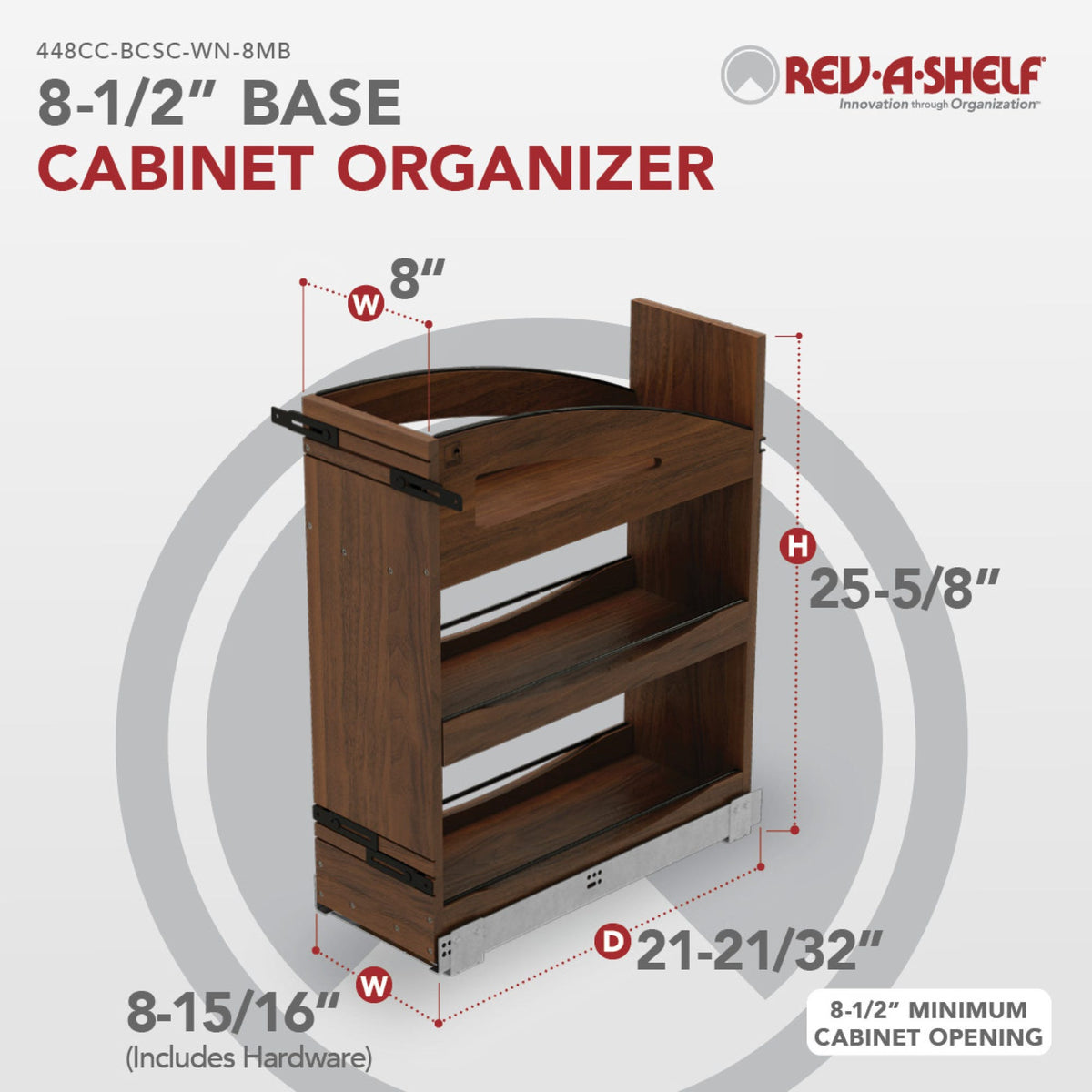 Rev-A-Shelf Craftsman Collection Solid Wood Pullout Organizer with BLUM Soft-Close, walnut