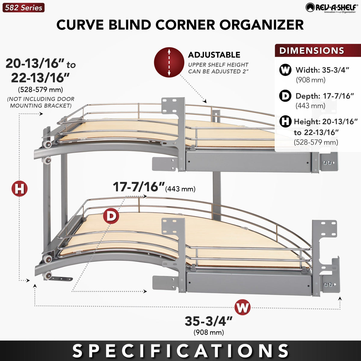 Rev-A-Shelf 'Curve' Contemporary Blind Corner, maple