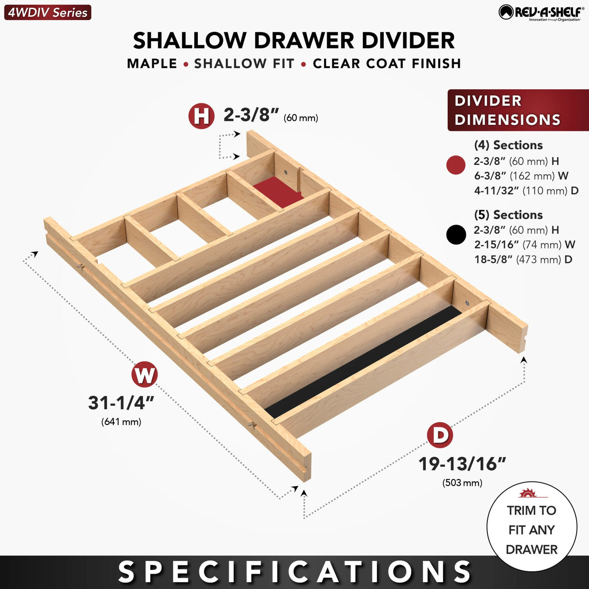 Rev-A-Shelf Shallow Drawer Divider