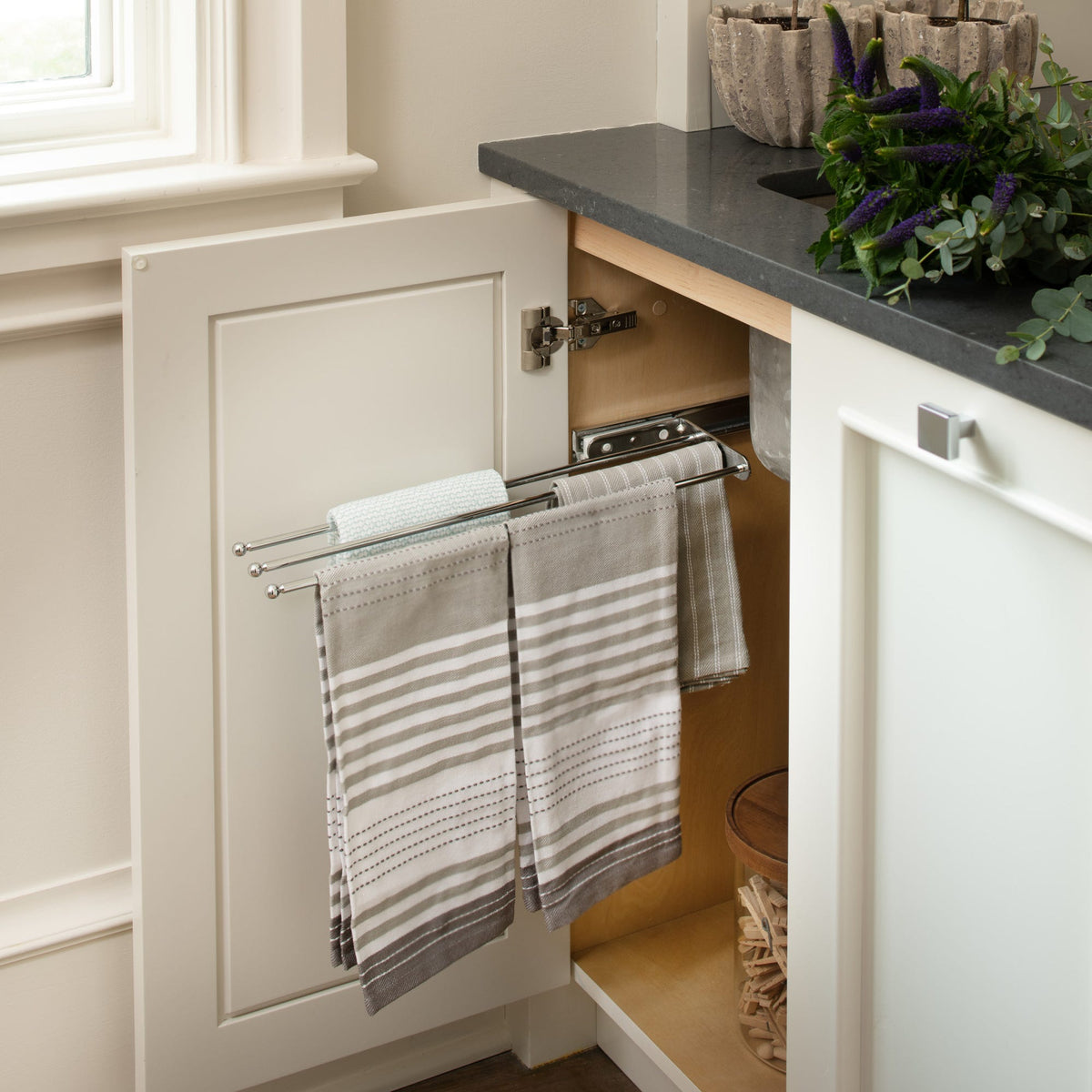 Rev-A-Shelf Undersink Dish Towel Bars, white
