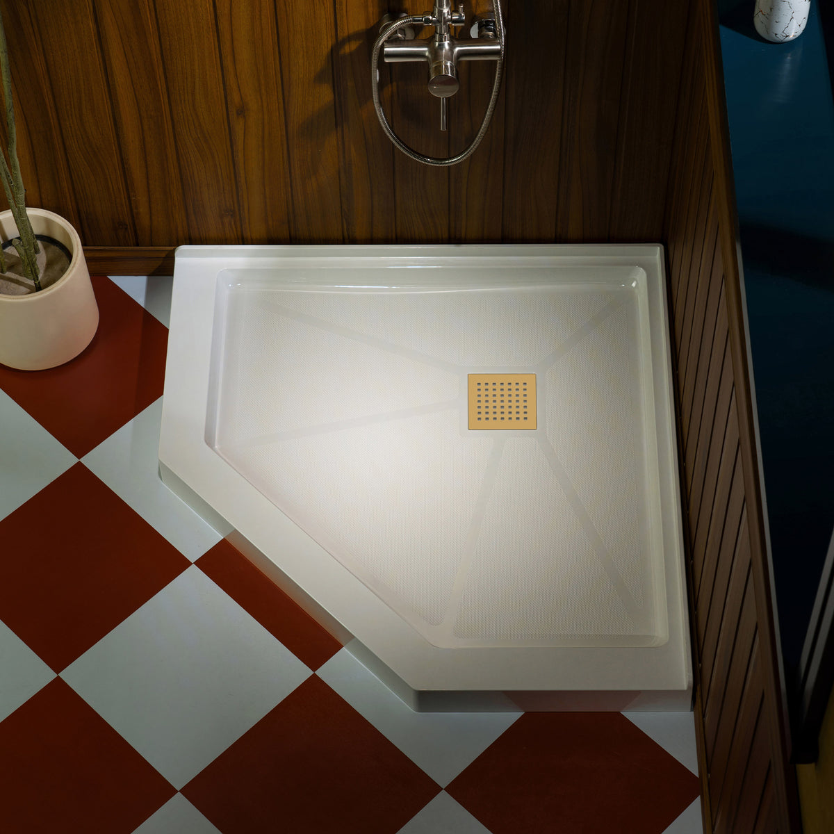 Geo Neo-Angle Corner Solid Surface Shower Base Pan