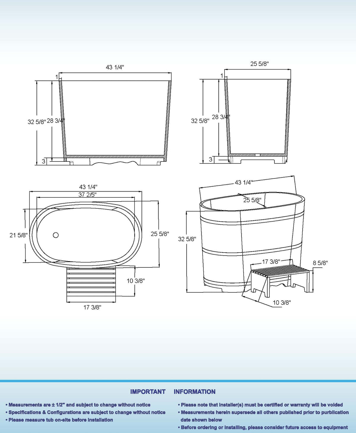 Ki 43" Freestanding Bathtub