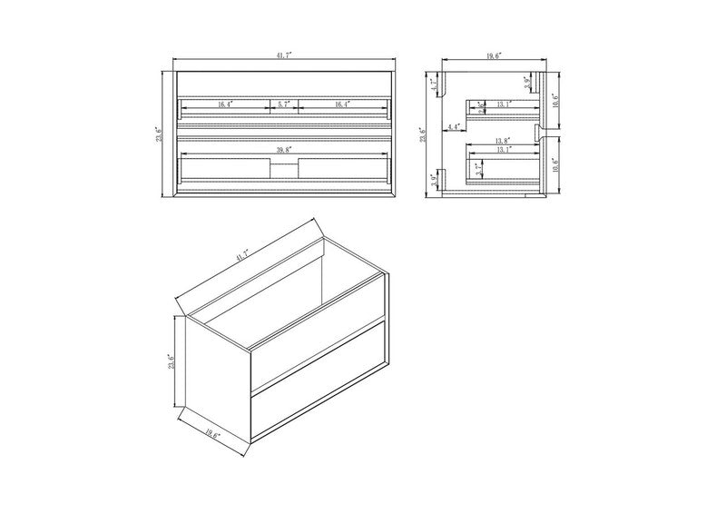 Kingdee 42" Wall Mounted Bathroom Vanity with Reinforced Acrylic Integrated Sink Top