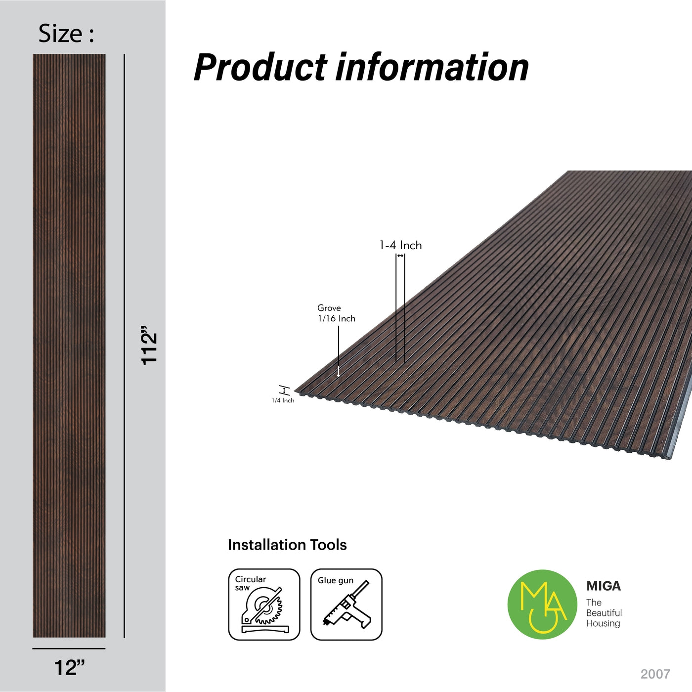 Dark Oak Two-Tone Small Slatted Polypropylene Interior Decorative Wall Panel