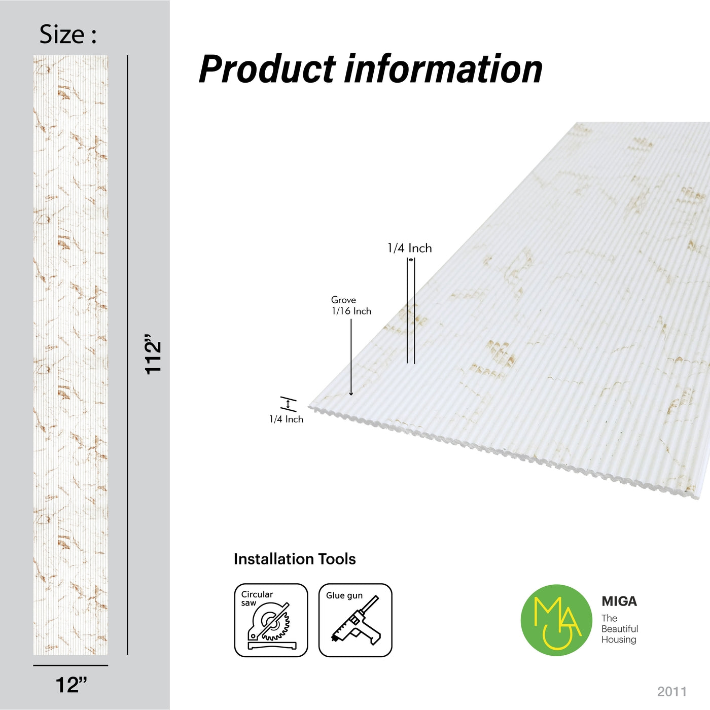 Gilded Vein Scallop Polypropylene Interior Decorative Wall Panel