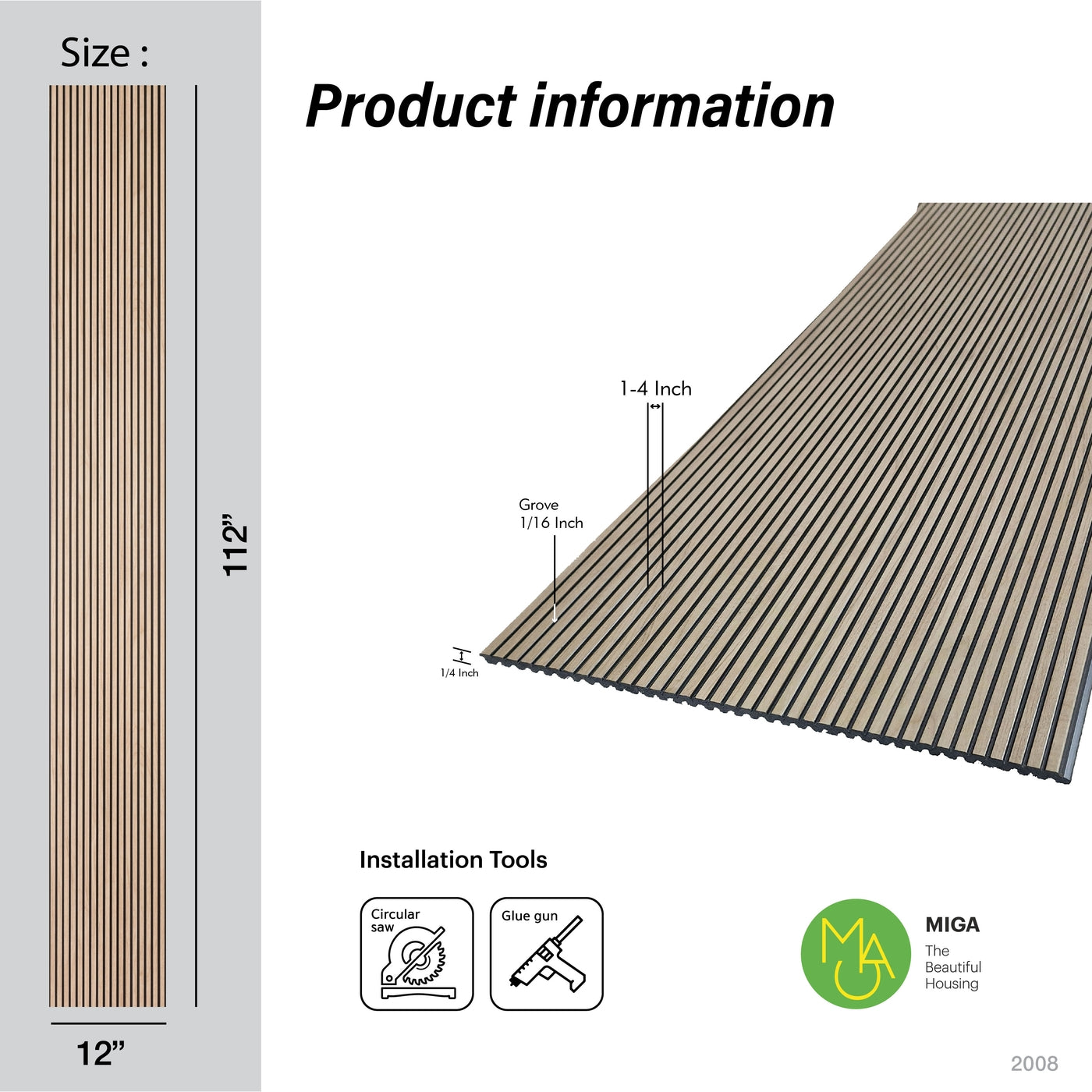 Maple Two-Tone Slatted Polypropylene Interior Decorative Wall Panel