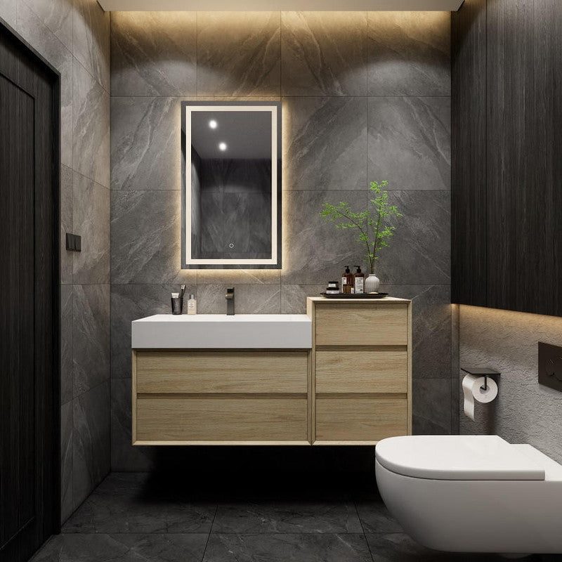 Max 50" Wall Mounted Bathroom Vanity with Reinforced Acrylic Integrated Sink Top and Linen Cabinet