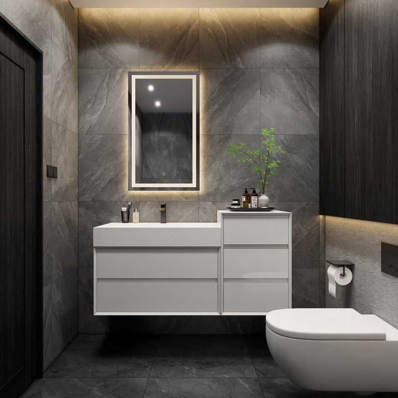Max 50" Wall Mounted Bathroom Vanity with Reinforced Acrylic Integrated Sink Top and Linen Cabinet