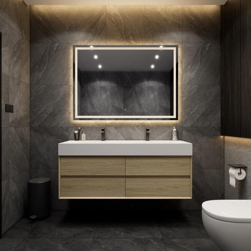 Max 60" Wall Mounted Bathroom Vanity with Reinforced Acrylic Integrated Sink Top