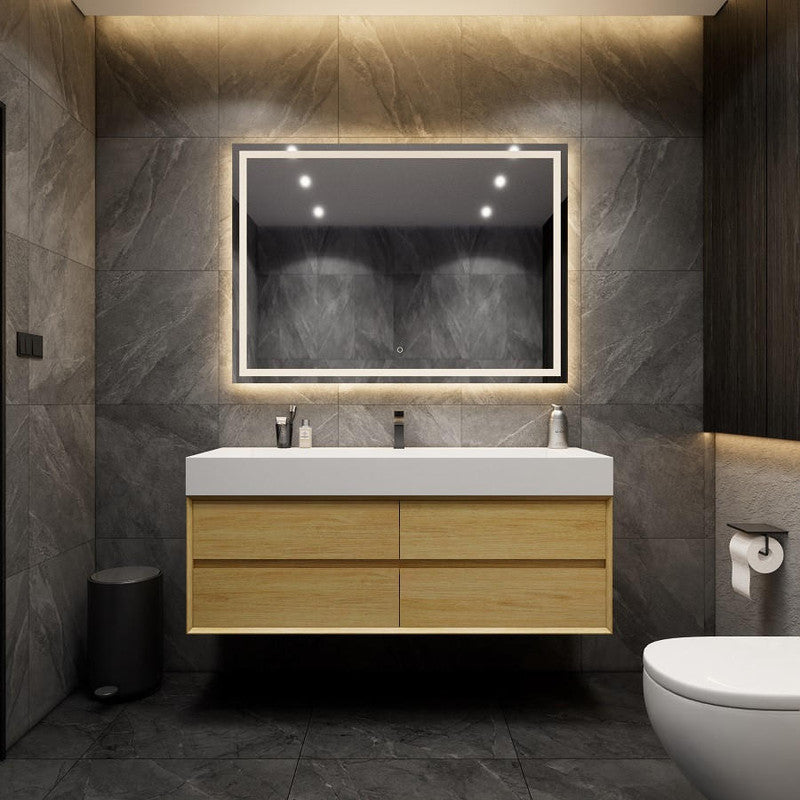Max 60" Wall Mounted Bathroom Vanity with Reinforced Acrylic Integrated Sink Top