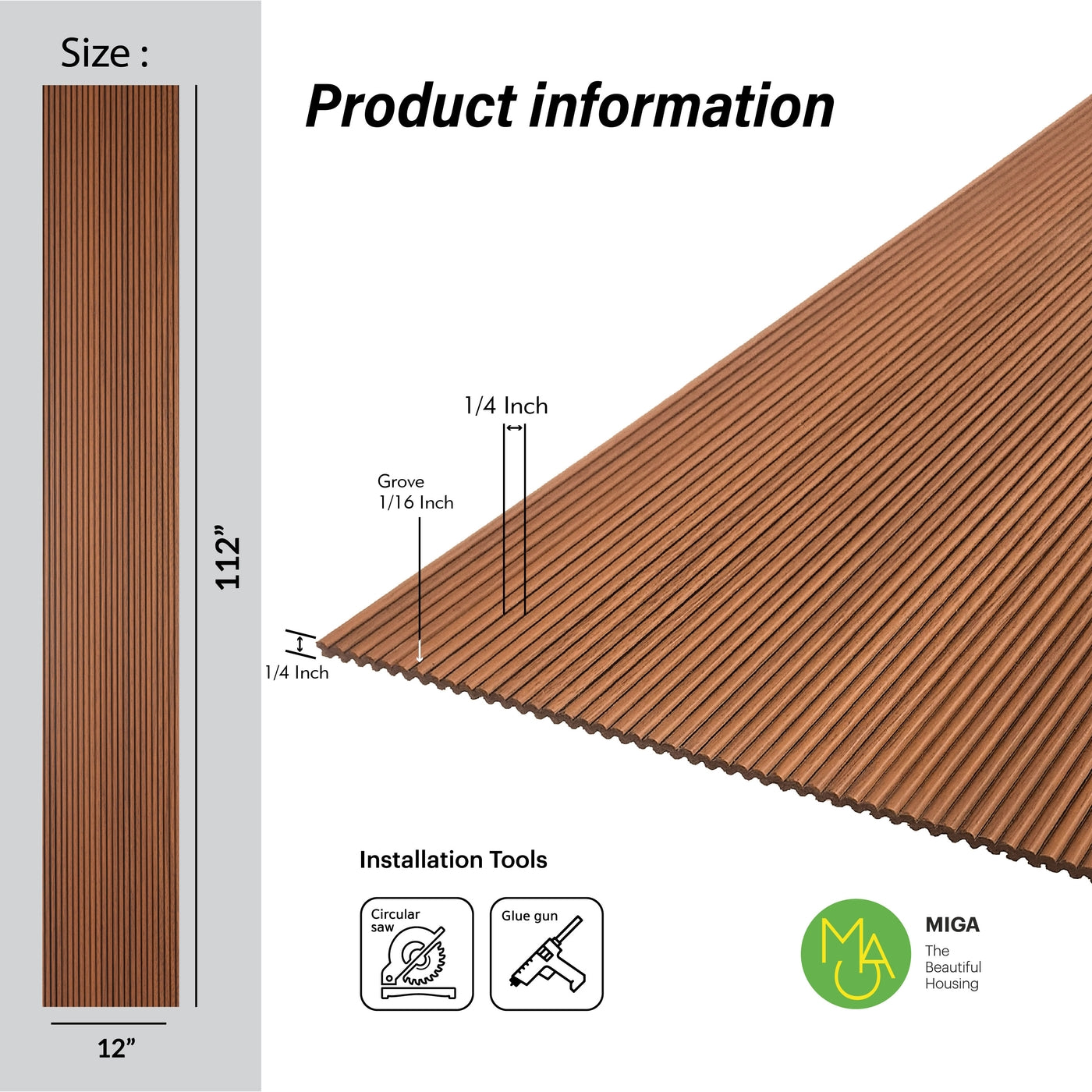 Mahogany Scallop Polypropylene Interior Decorative Wall Panel