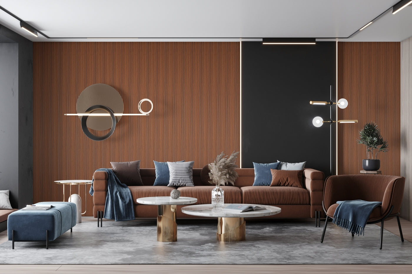 Mahogany Scallop Polypropylene Interior Decorative Wall Panel