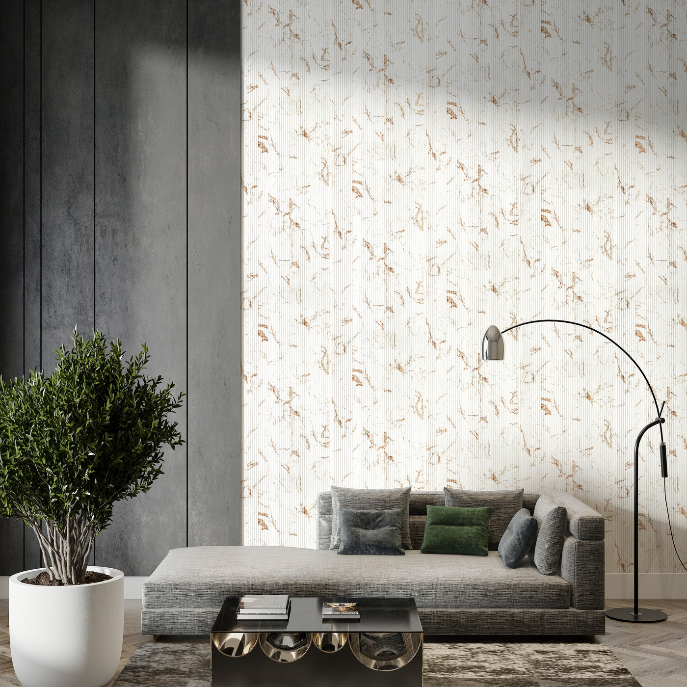 Gilded Vein Scallop Polypropylene Interior Decorative Wall Panel