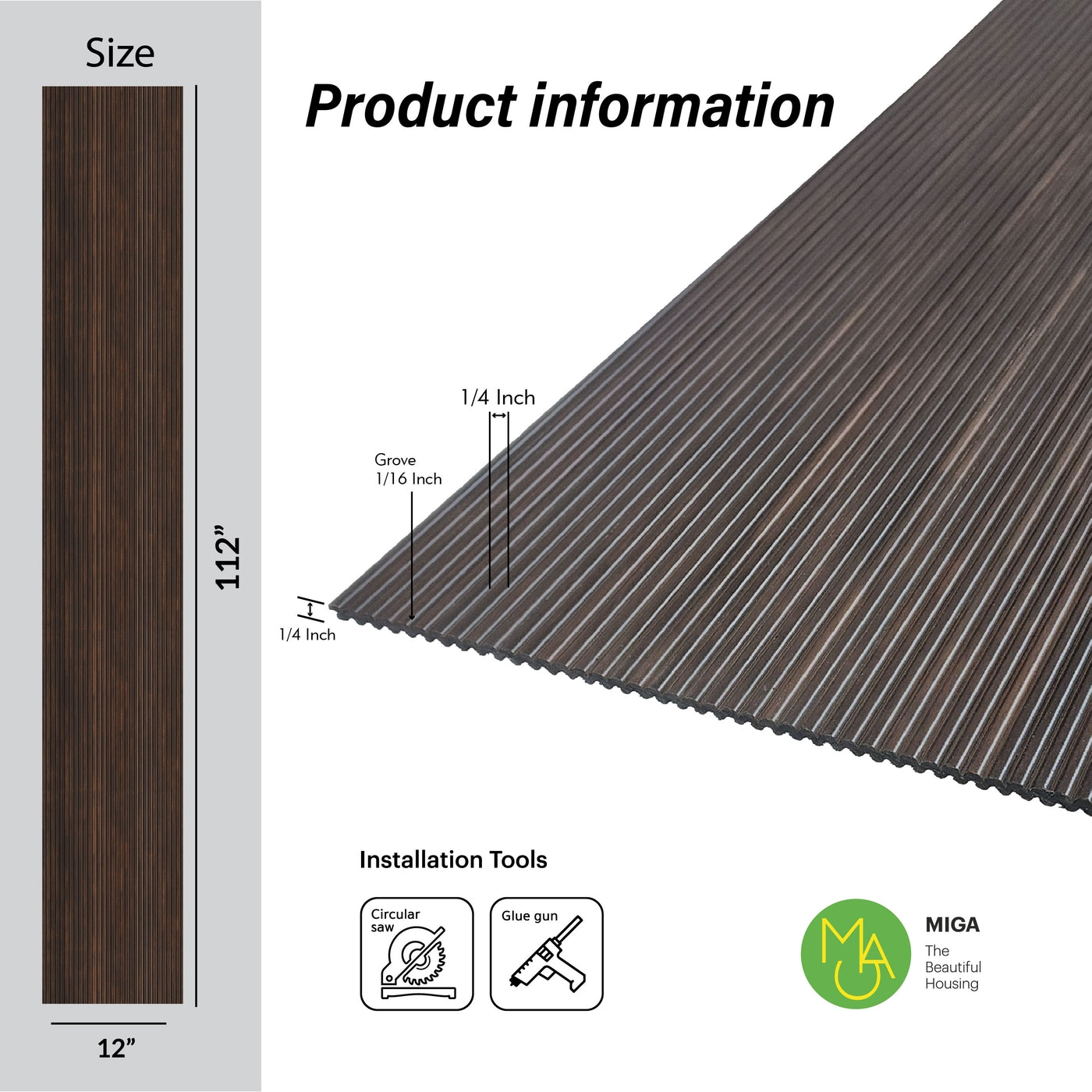 Dark Oak Scallop Polypropylene Interior Decorative Wall Panel