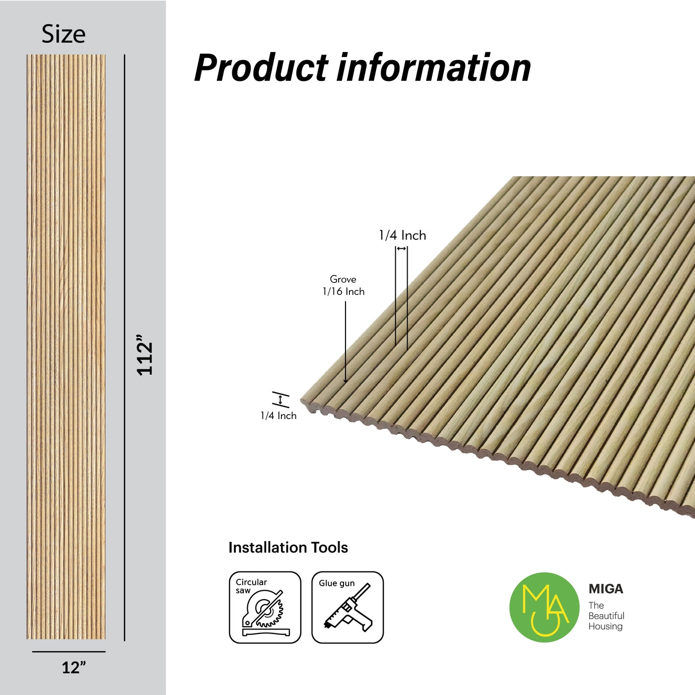 White Oak Scallop Polypropylene Interior Decorative Wall Panel
