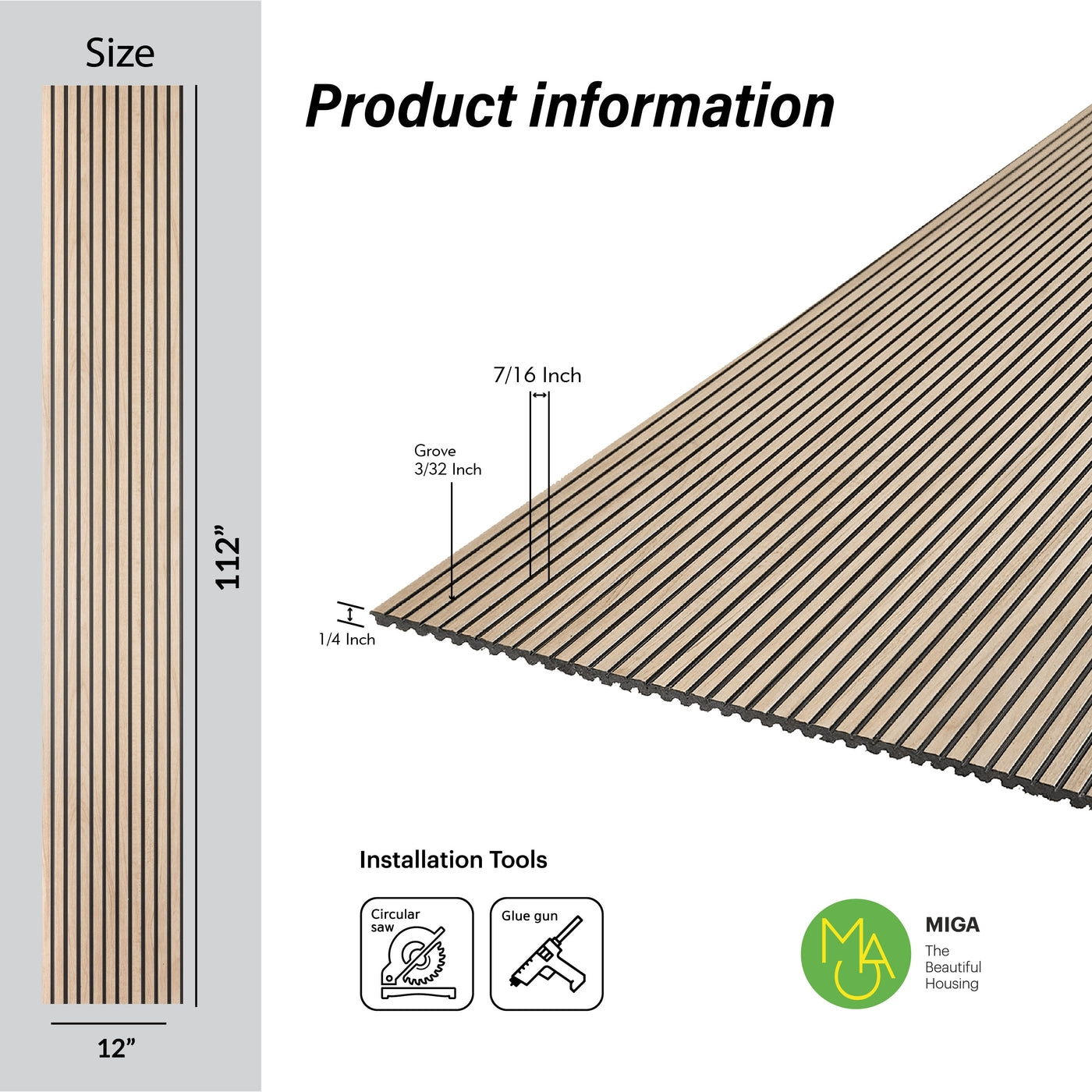 Maple Two-Tone Slatted Polypropylene Interior Decorative Wall Panel