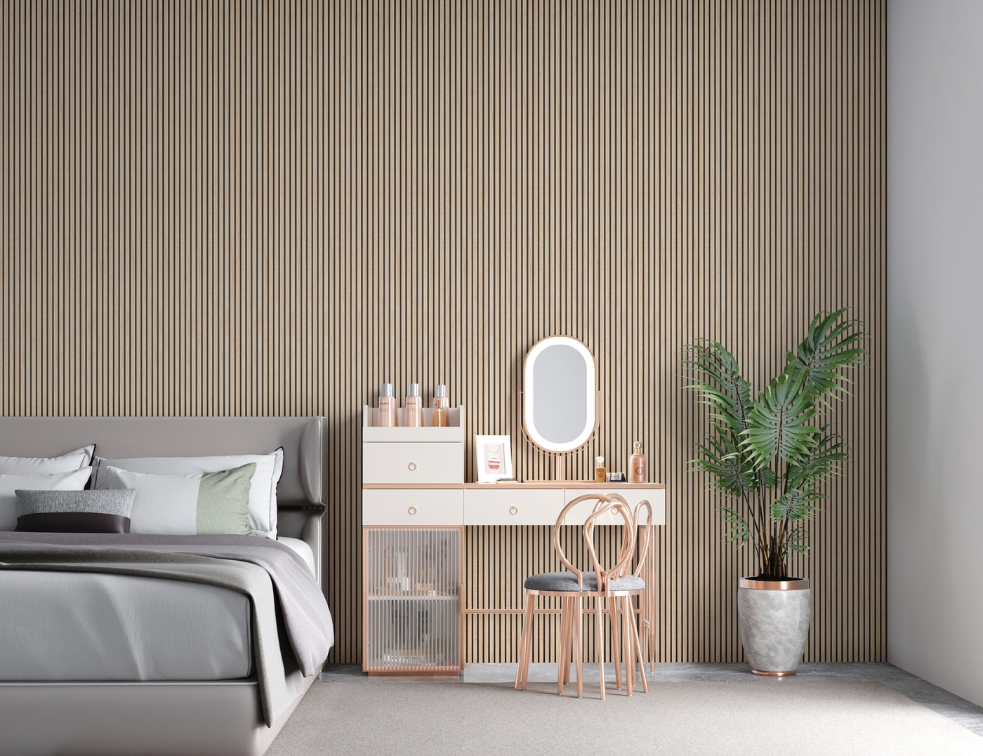 Maple Two-Tone Slatted Polypropylene Interior Decorative Wall Panel