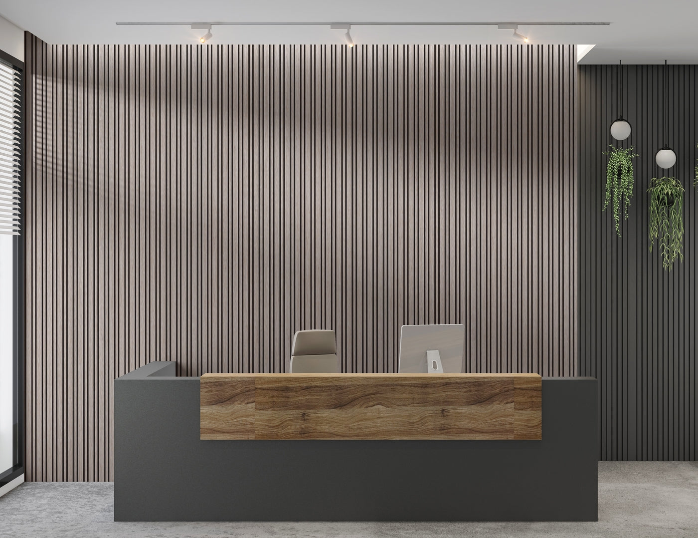 Grey Oak Multi Width Slatted Polypropylene Interior Decorative Wall Panel
