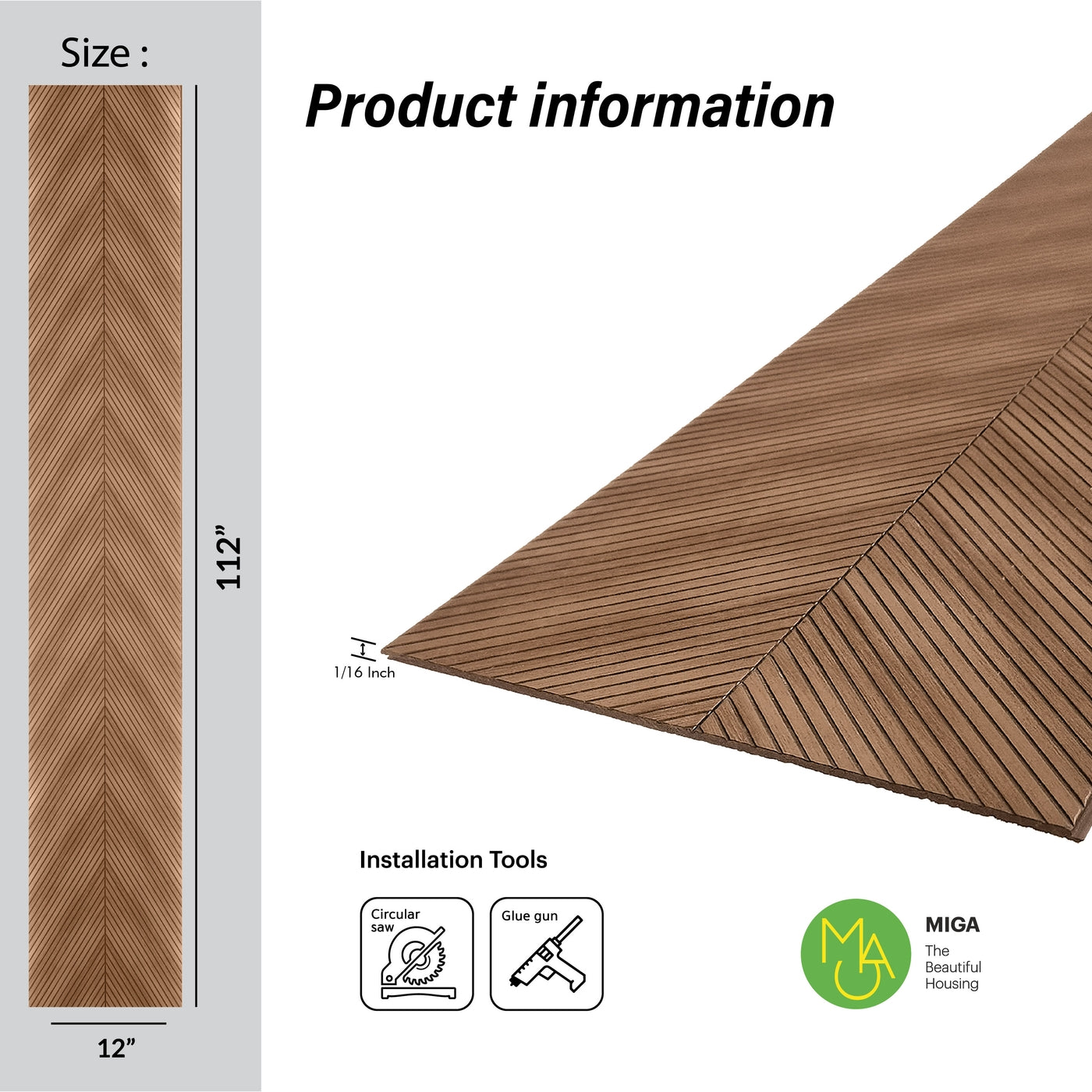 Golden Oak Herringbone Polypropylene Interior Decorative Wall Panel