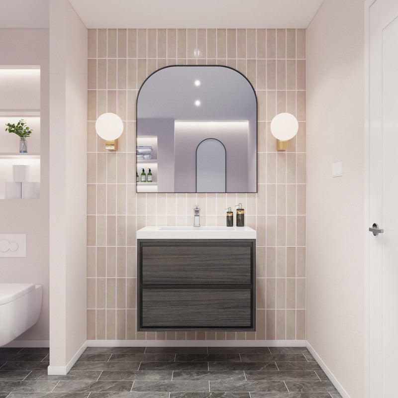 Sage 30" Wall Mounted Bathroom Vanity with Reinforced Acrylic Integrated Sink Top
