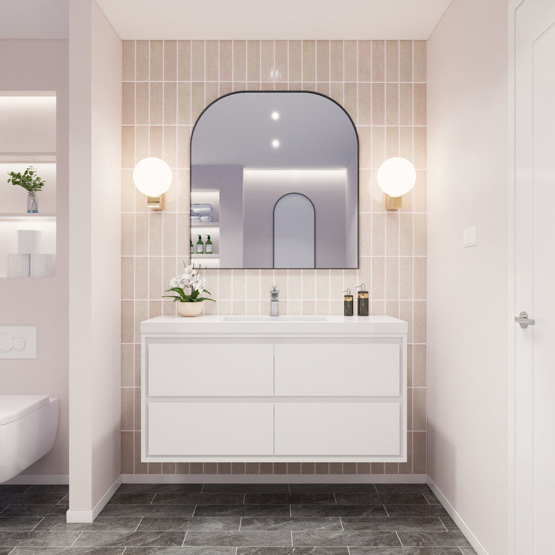 Sage 48" Wall Mounted Bathroom Vanity with Acrylic Integrated Sink Top