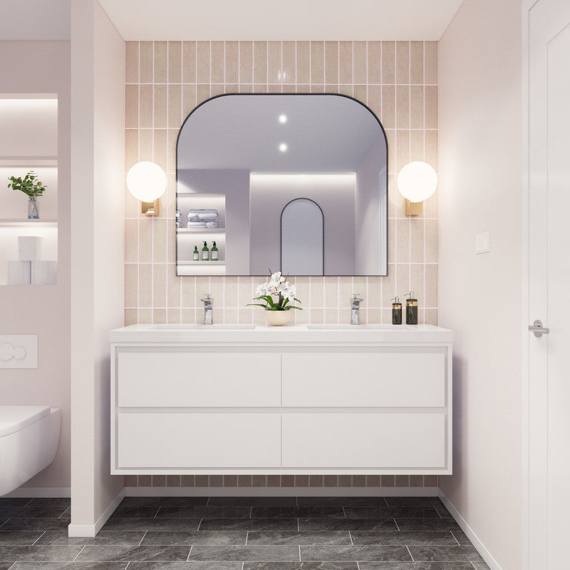 Sage Double 60" Wall Mounted Bathroom Vanity with Reinforced Acrylic Integrated Sink Top