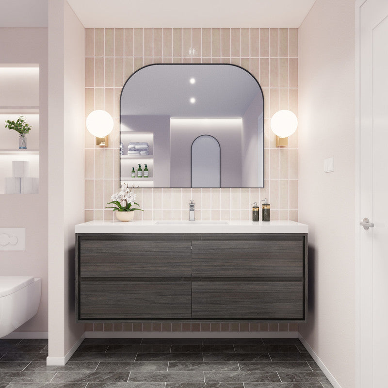 Sage Single 60" Wall Mounted Bathroom Vanity with Reinforced Acrylic Integrated Sink Top