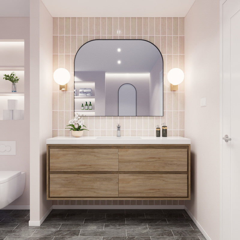 Sage Single 60" Wall Mounted Bathroom Vanity with Reinforced Acrylic Integrated Sink Top