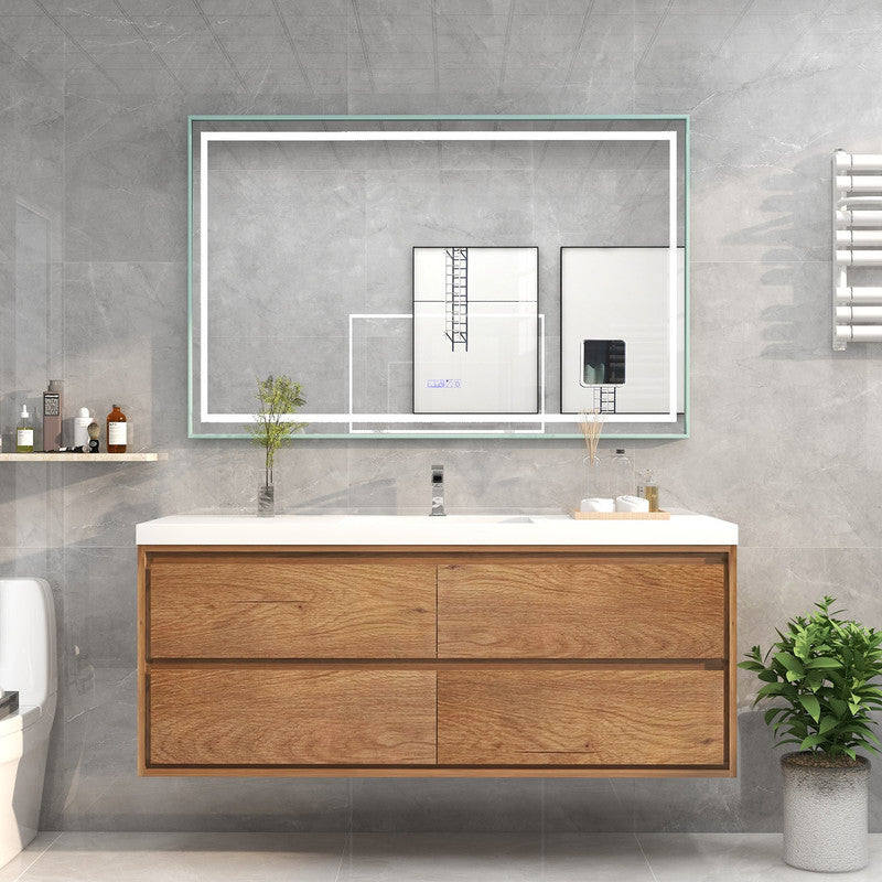 Sage Single 60" Wall Mounted Bathroom Vanity with Reinforced Acrylic Integrated Sink Top