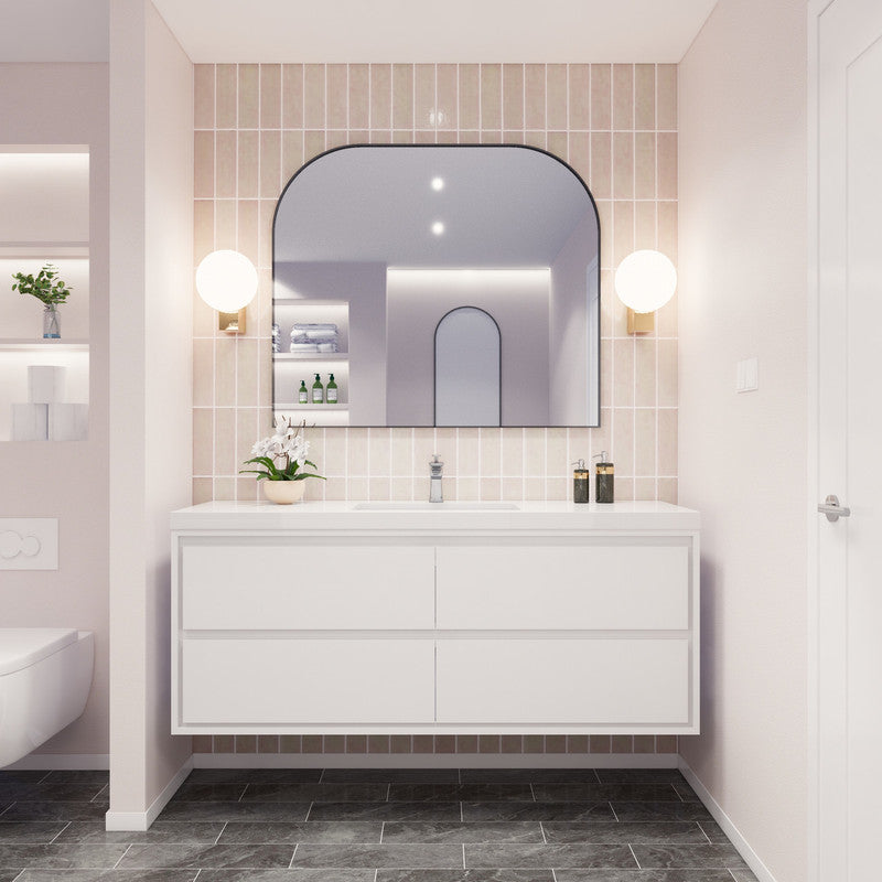 Sage Single 60" Wall Mounted Bathroom Vanity with Reinforced Acrylic Integrated Sink Top
