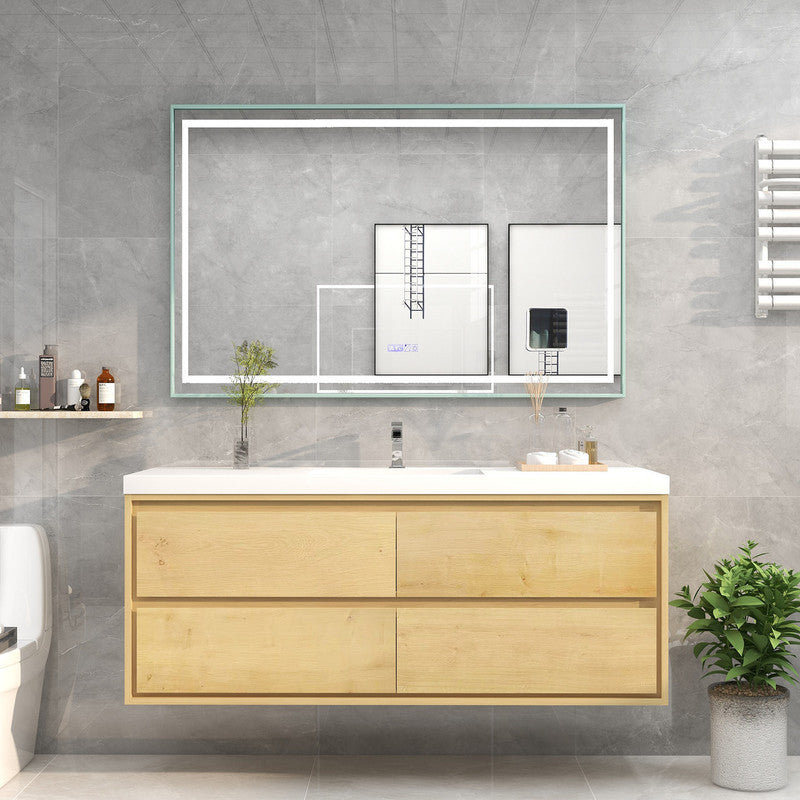 Sage Single 60" Wall Mounted Bathroom Vanity with Reinforced Acrylic Integrated Sink Top