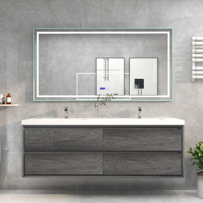 Sage 72" Wall Mounted Bathroom Vanity with Reinforced Acrylic Integrated Sink Top