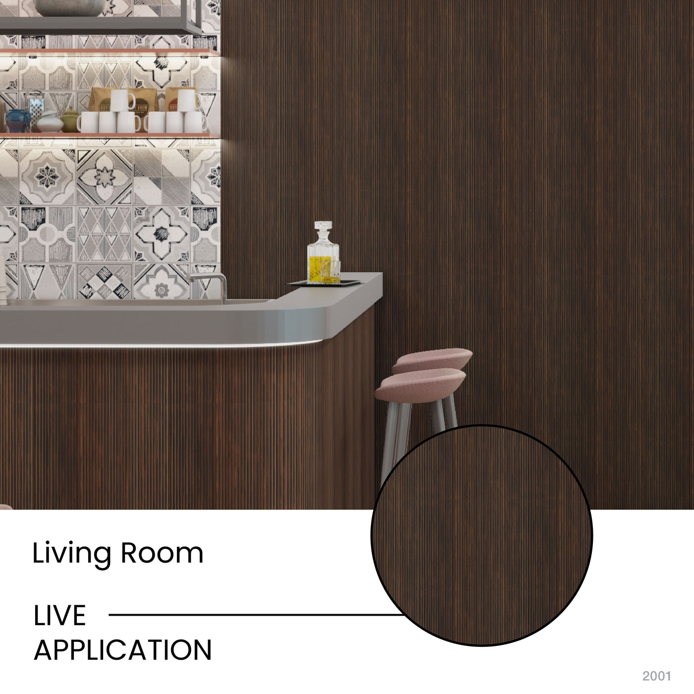 Dark Oak Scallop Polypropylene Interior Decorative Wall Panel
