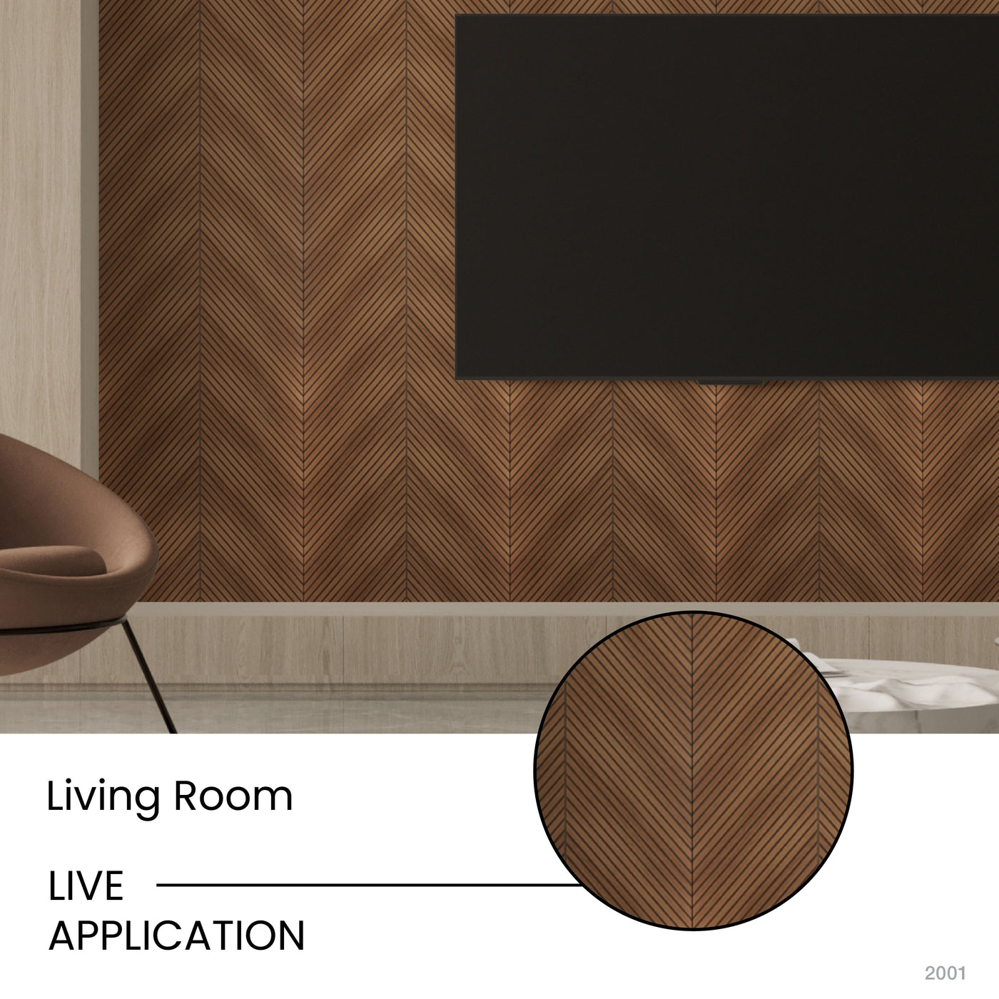 Golden Oak Herringbone Polypropylene Interior Decorative Wall Panel