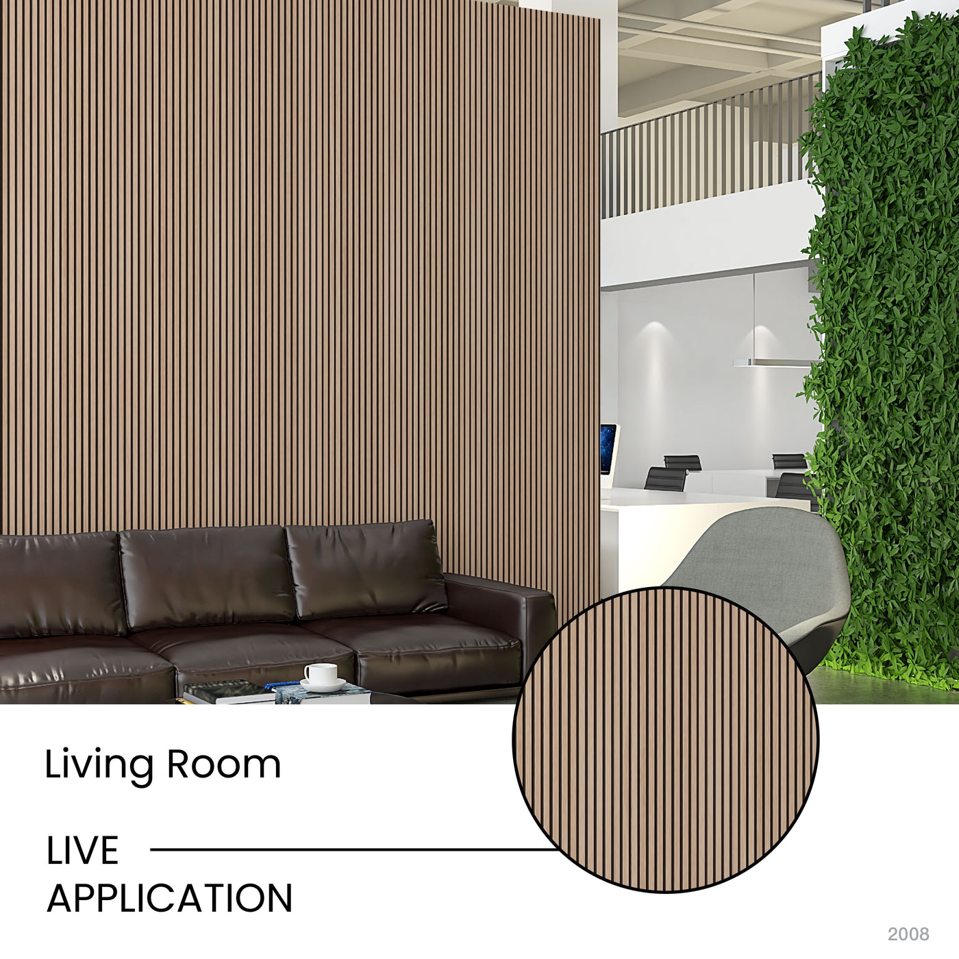 Maple Two-Tone Slatted Polypropylene Interior Decorative Wall Panel