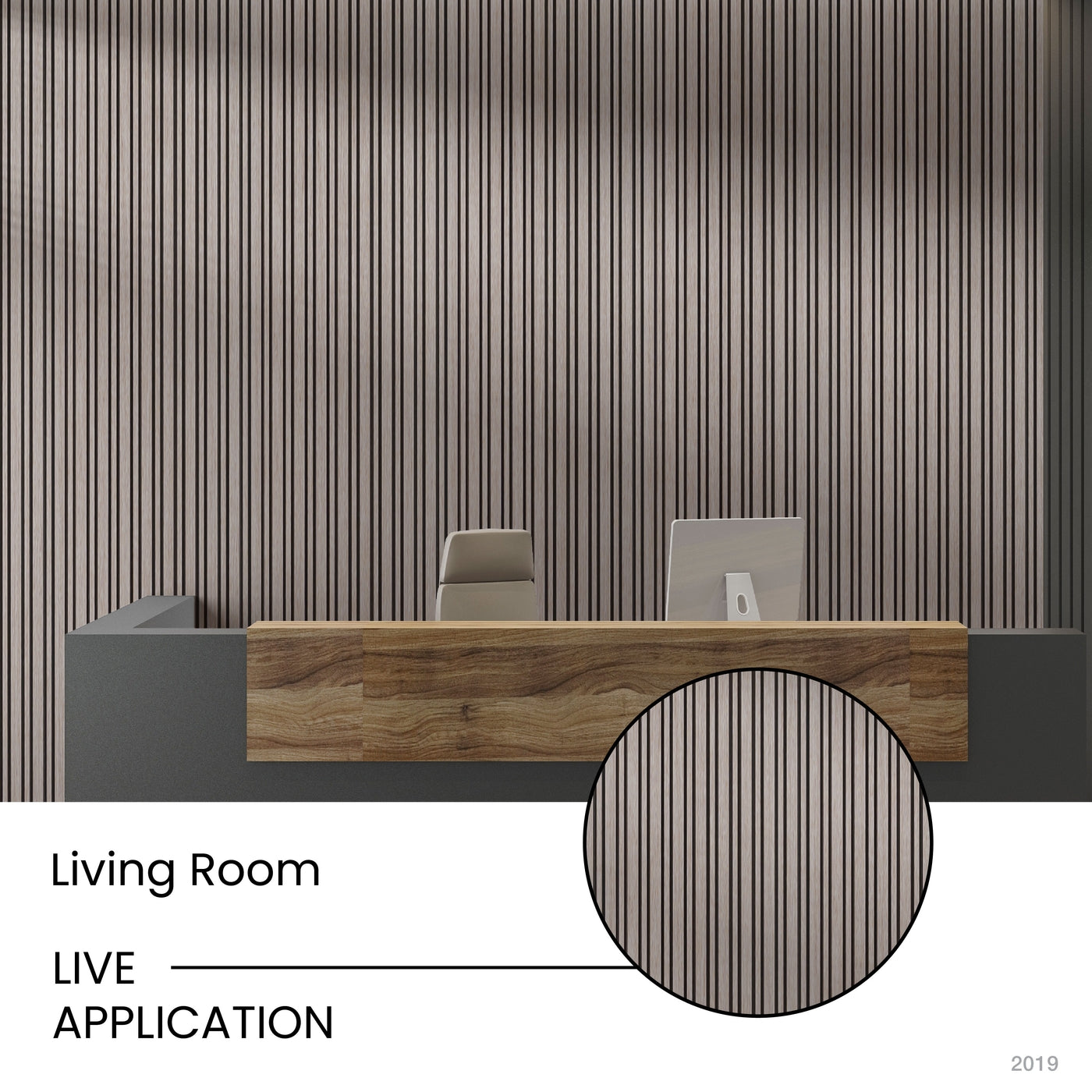 Grey Oak Multi Width Slatted Polypropylene Interior Decorative Wall Panel