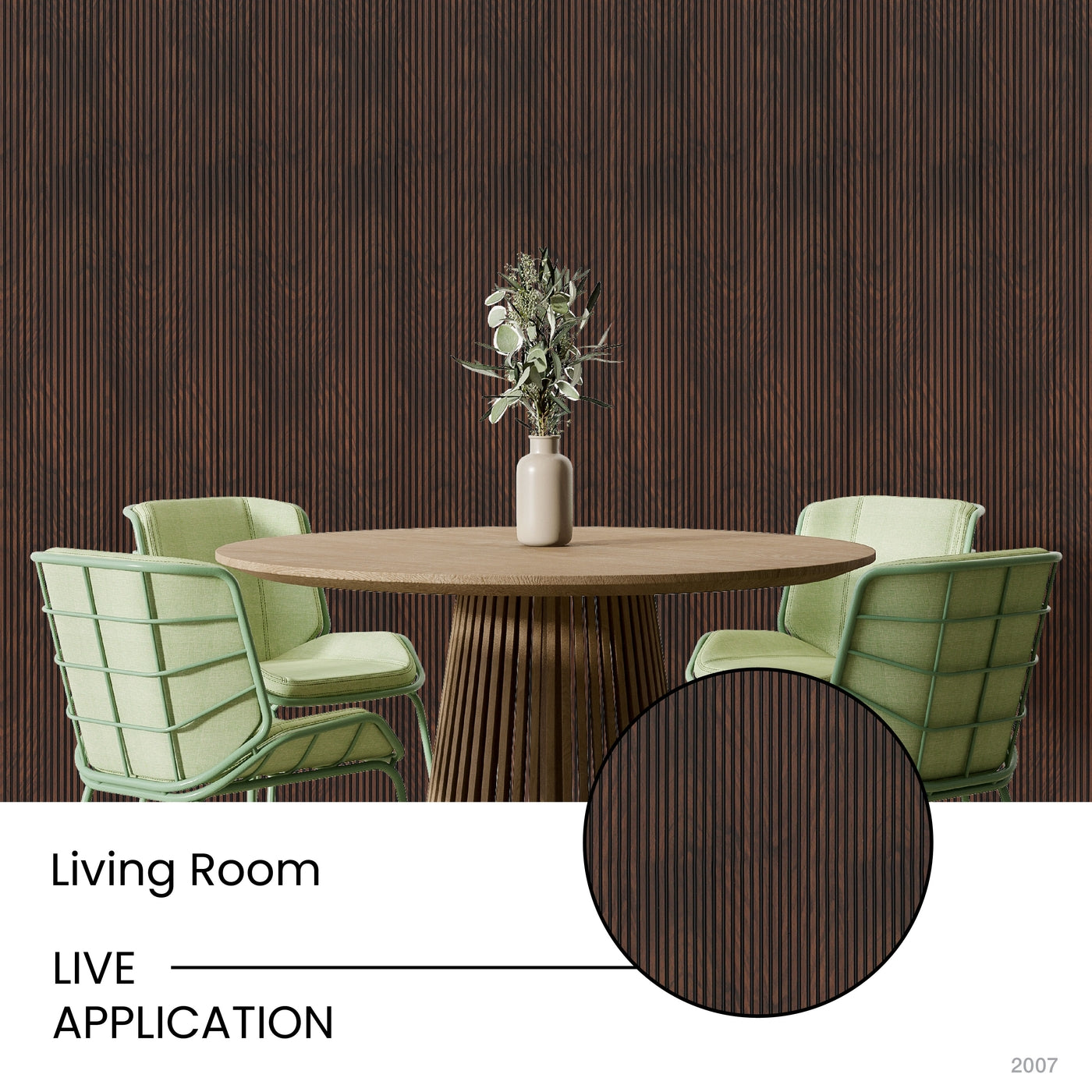 Dark Oak Two-Tone Small Slatted Polypropylene Interior Decorative Wall Panel