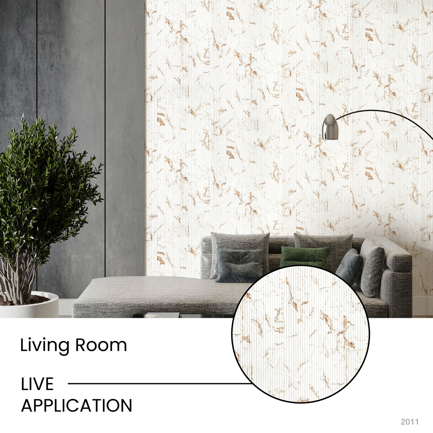 Gilded Vein Scallop Polypropylene Interior Decorative Wall Panel