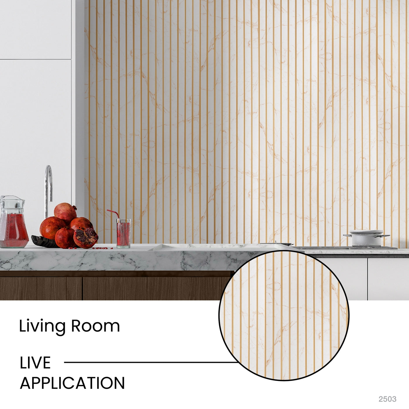 Gilded Vein Two-Tone Large Slatted Polypropylene Interior Decorative Wall Panel