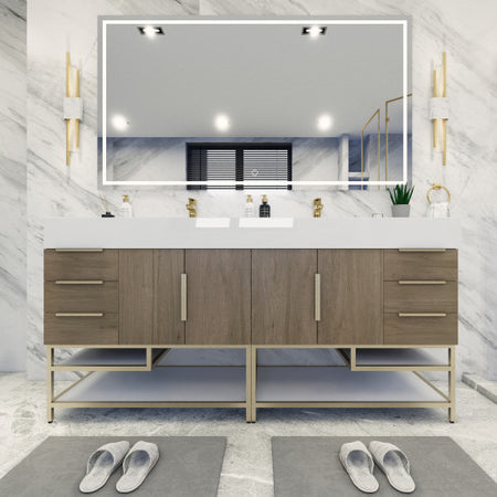Bethany Double Drawer 72" Freestanding Bathroom Vanity with Reinforced Acrylic Integrated Sink Top