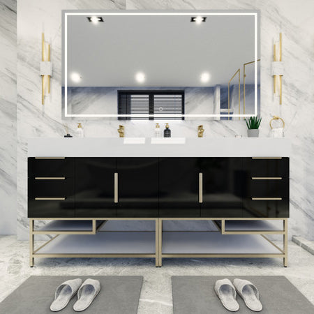 Bethany Double Drawer 72" Freestanding Bathroom Vanity with Reinforced Acrylic Integrated Sink Top