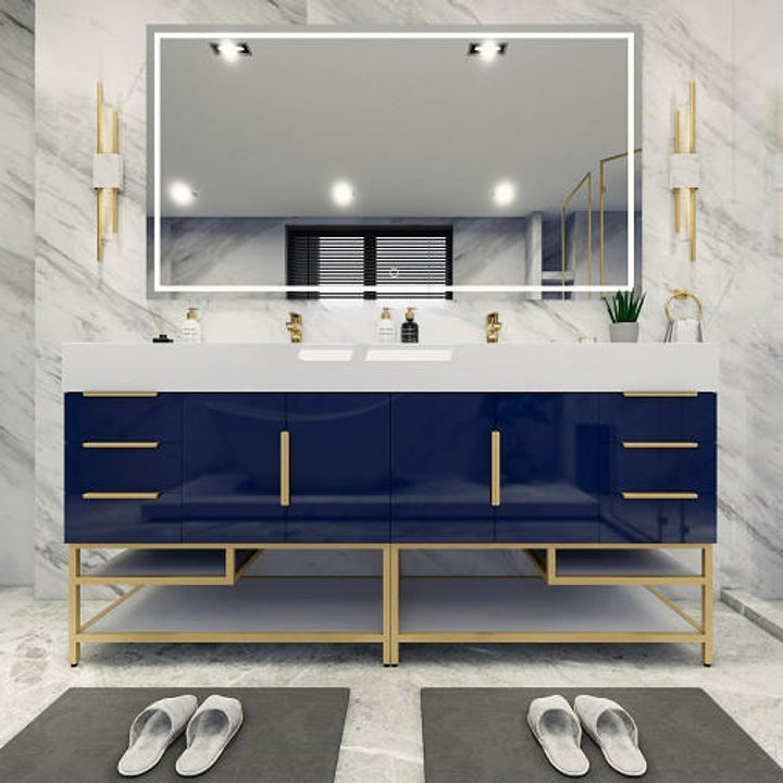 Bethany Double Drawer 72" Freestanding Bathroom Vanity with Reinforced Acrylic Integrated Sink Top