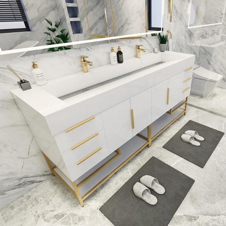 Bethany Double Drawer 72" Freestanding Bathroom Vanity with Reinforced Acrylic Integrated Sink Top