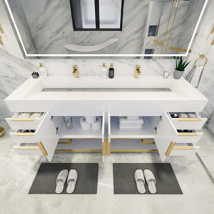 Bethany Double Drawer 72" Freestanding Bathroom Vanity with Reinforced Acrylic Integrated Sink Top